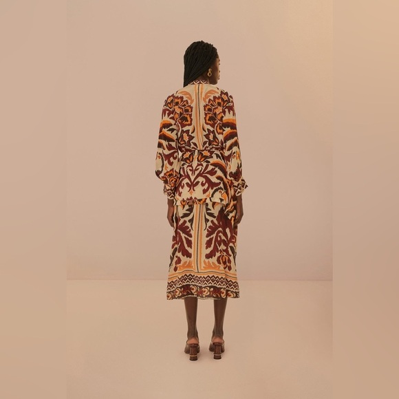 FARM RIO Cream Toucans Scarf Maxi Dress S - Picture 3 of 8